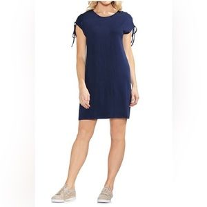 Vince Camuto Lace Up Shoulder Dress Navy Blue
